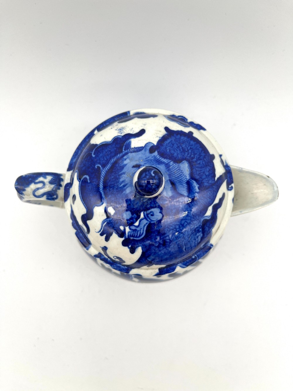Spode Blue & White Hot Toast Jug with rare Dragon Pattern. Early 19th Century View IV