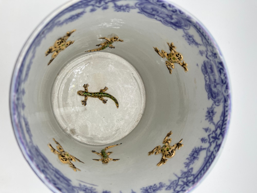 Rare Large Mulberry Loving Mug full of frogs and newts. 1845 View V