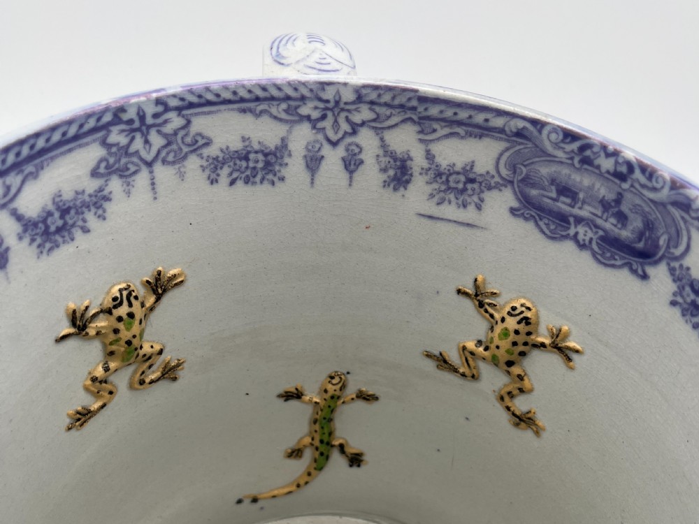 Rare Large Mulberry Loving Mug full of frogs and newts. 1845 View VII