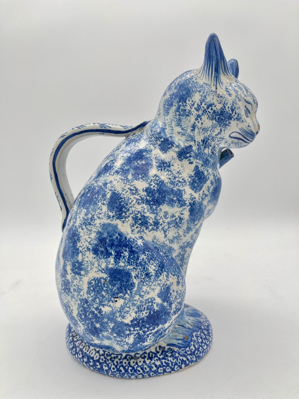 A Rather Rare French Blue and White Faience Puzzlejug in Spongeware Patt View II