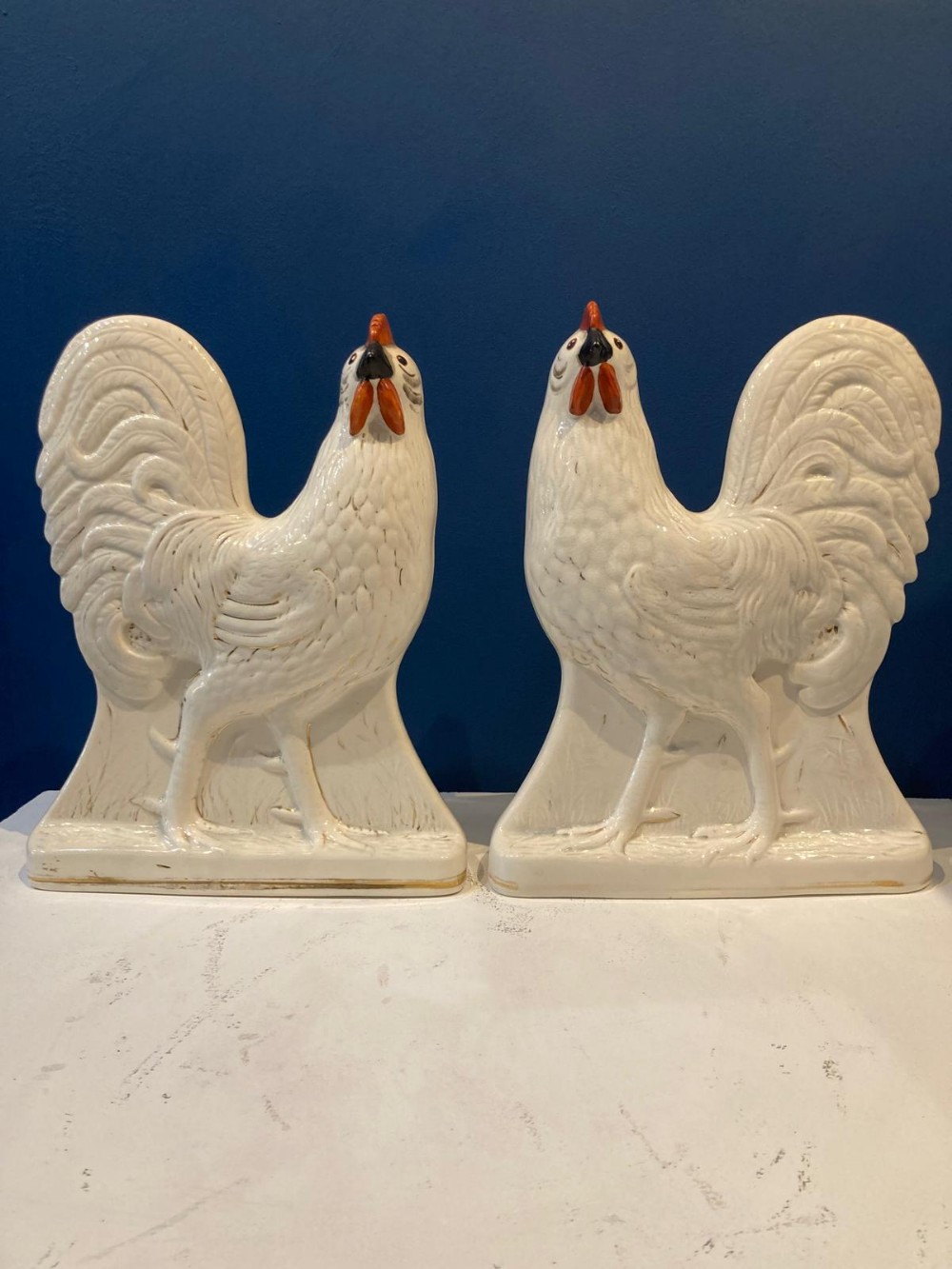 A Delightful 1860-70 pair of Staffordshire Cockerels