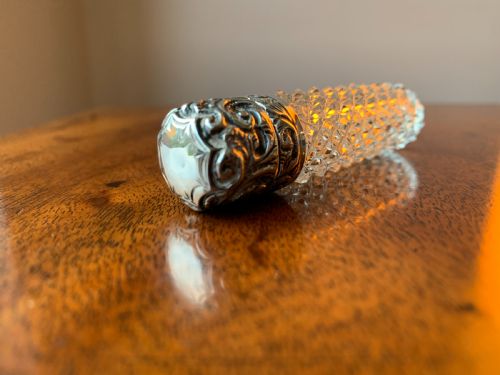 cut crystal silver topped perfume bottle by charles may birmingham 1900 - CATEGORY: ANTIQUE SILVER - DATED 1900