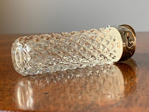 CUT CRYSTAL SILVER TOPPED PERFUME BOTTLE BY CHARLES MAY BIRMINGHAM 1900 - ADDITIONAL PHOTO 2