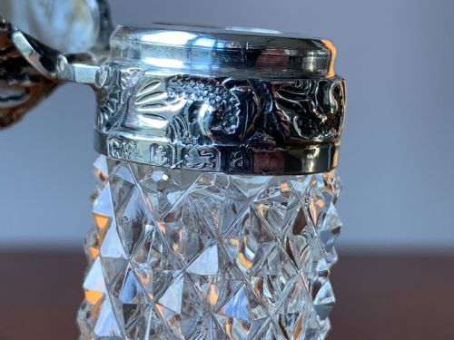 CUT CRYSTAL SILVER TOPPED PERFUME BOTTLE BY CHARLES MAY BIRMINGHAM 1900 - ADDITIONAL PHOTO 9