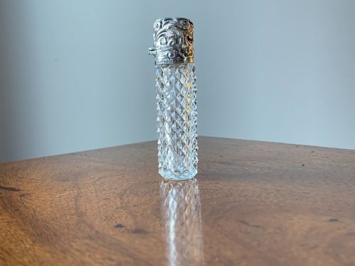 CUT CRYSTAL SILVER TOPPED PERFUME BOTTLE BY CHARLES MAY BIRMINGHAM 1900 - ADDITIONAL PHOTO 12