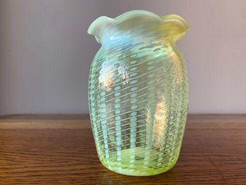 JOHN WALSH 'VASELINE' OR 'URANIUM' GLASS VASE C1890 - ADDITIONAL PHOTO 1