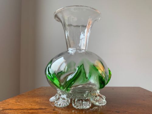 PAIR OF VICTORIAN STOURBRIDGE GREEN CLEAR GLASS VASES - ADDITIONAL PHOTO 5