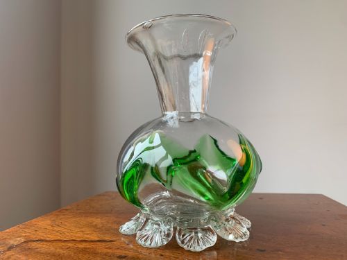 PAIR OF VICTORIAN STOURBRIDGE GREEN CLEAR GLASS VASES - ADDITIONAL PHOTO 6