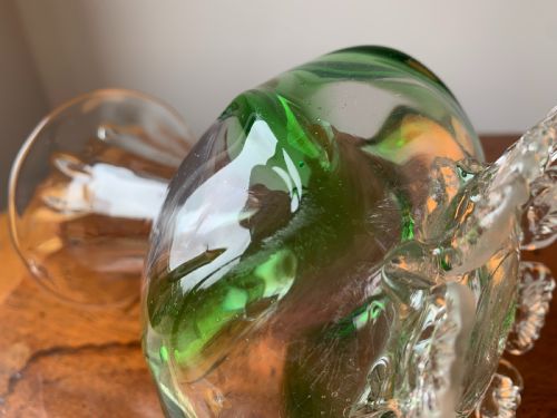 PAIR OF VICTORIAN STOURBRIDGE GREEN CLEAR GLASS VASES - ADDITIONAL PHOTO 8