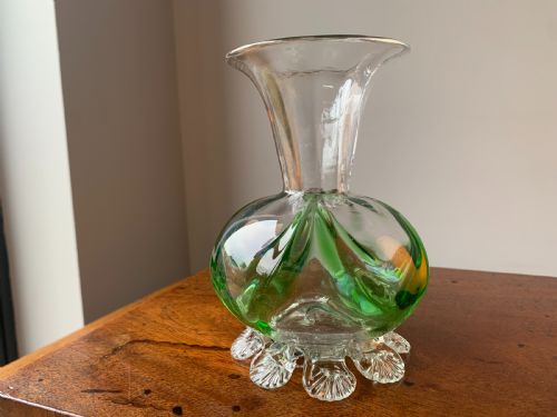 PAIR OF VICTORIAN STOURBRIDGE GREEN CLEAR GLASS VASES - ADDITIONAL PHOTO 11