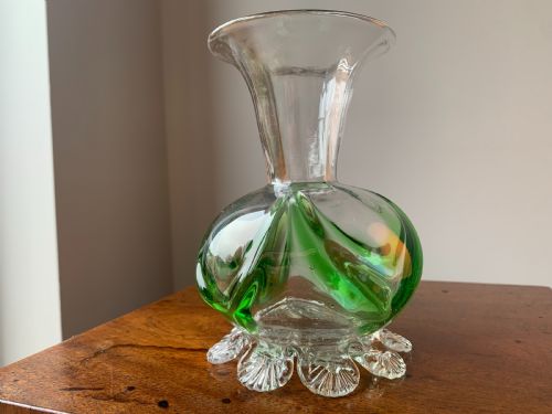 PAIR OF VICTORIAN STOURBRIDGE GREEN CLEAR GLASS VASES - ADDITIONAL PHOTO 12
