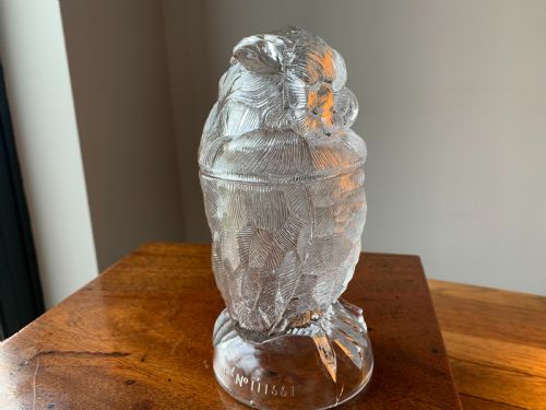 GLASS OWL TOBACCO JAR MATTHEW TURNBULL CIRCA 1888 - ADDITIONAL PHOTO 4