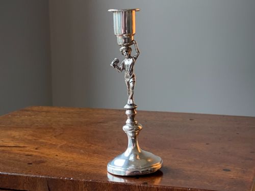 miniature bacchus silver candlestick birmingham 1902 by william aitken - CATEGORY: ANTIQUE SILVER - DATED EDWARDIAN