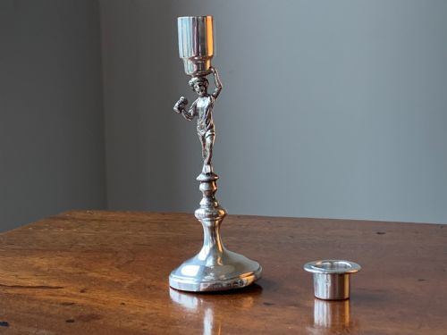 MINIATURE BACCHUS SILVER CANDLESTICK BIRMINGHAM 1902 BY WILLIAM AITKEN - ADDITIONAL PHOTO 1