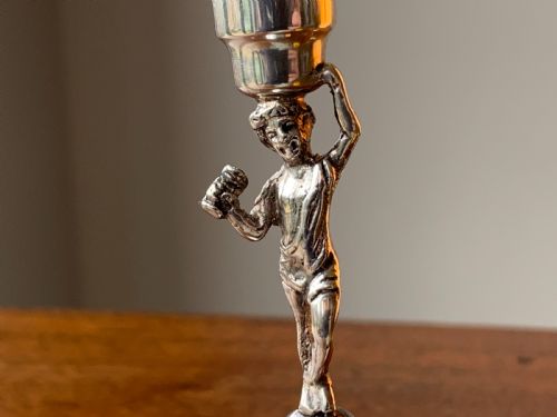 MINIATURE BACCHUS SILVER CANDLESTICK BIRMINGHAM 1902 BY WILLIAM AITKEN - ADDITIONAL PHOTO 2