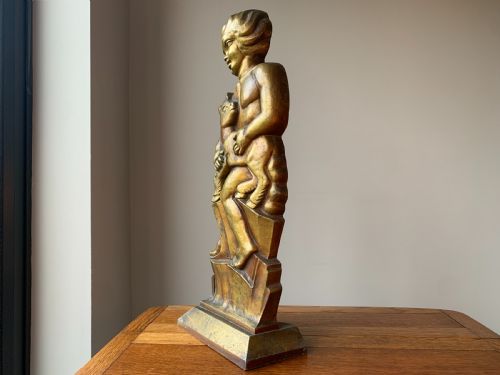 THE BIRMINGHAM GUILD ART DECO FIRESIDE COMPANION SET OF A CHILD LAMB CIRCA 1930 - ADDITIONAL PHOTO 15