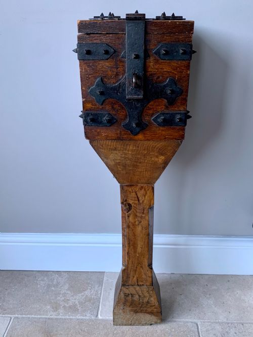 victorian gothic english oak alms or offertory box - CATEGORY: ANTIQUE BOXES - DATED 19TH CENTURY