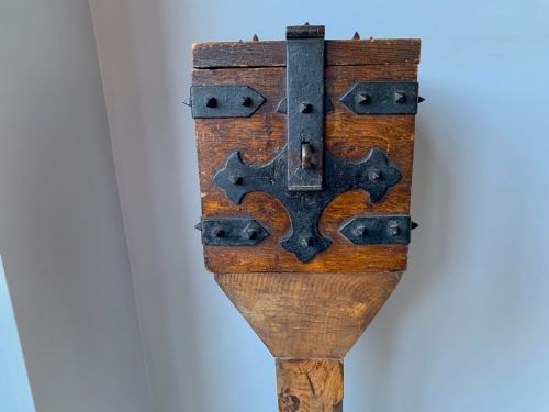 VICTORIAN GOTHIC ENGLISH OAK ALMS OR OFFERTORY BOX - ADDITIONAL PHOTO 12
