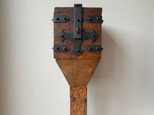 VICTORIAN GOTHIC ENGLISH OAK ALMS OR OFFERTORY BOX - ADDITIONAL PHOTO 23