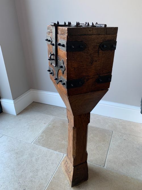 VICTORIAN GOTHIC ENGLISH OAK ALMS OR OFFERTORY BOX - ADDITIONAL PHOTO 26