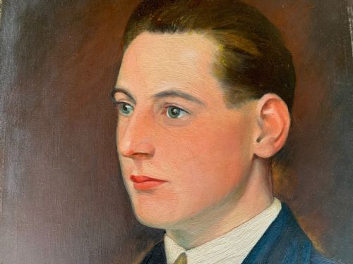 EDWARDIAN PORTRAIT OF A YOUNG MAN OIL ON BOARD UNSIGNED - ADDITIONAL PHOTO 3