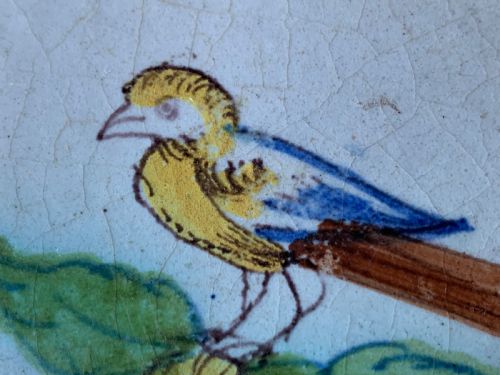 DELFT TILE WITH POLYCHROME BIRD 17TH CENTURY - ADDITIONAL PHOTO 4