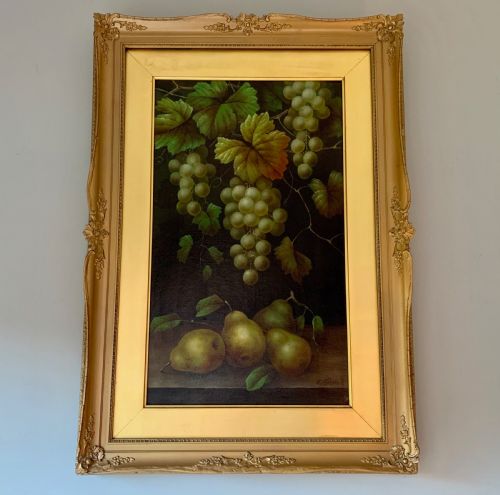 oil painting on canvas 'still life with grapes pears' signed by edwin steele british 1805 1871 - CATEGORY: ANTIQUE ART - DATED 19TH CENTURY