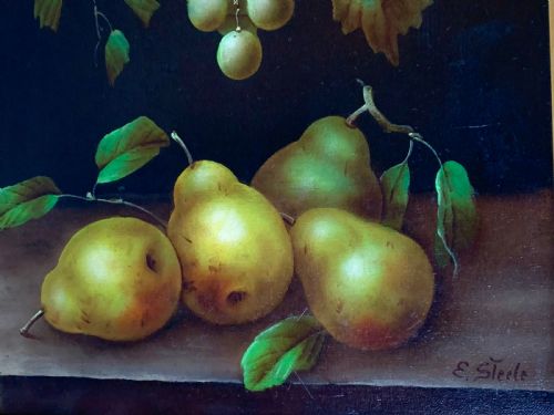 OIL PAINTING ON CANVAS 'STILL LIFE WITH GRAPES PEARS' SIGNED BY EDWIN STEELE BRITISH 1805 1871 - ADDITIONAL PHOTO 3