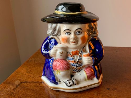 fig 1. PAIR OF 19th CENTURY STAFFORDSHIRE TOBY JUG HUMIDORS OR TOBACCO JARS