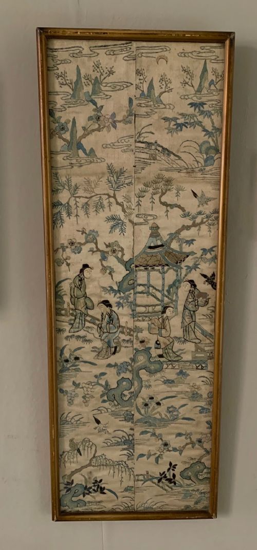CHINESE EMBROIDERED SILK KIMONO PANELS - ADDITIONAL PHOTO 1