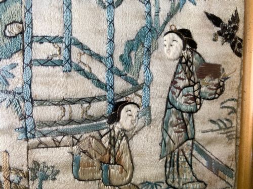 CHINESE EMBROIDERED SILK KIMONO PANELS - ADDITIONAL PHOTO 6
