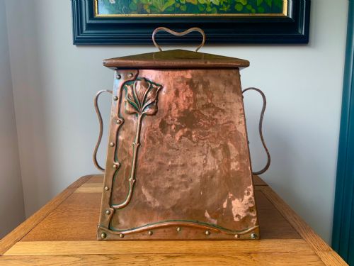 ARTS AND CRAFTS COPPER COAL BOX BY BENHAM AND FROUD - ADDITIONAL PHOTO 12
