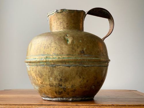 huge brass middle eastern water pitcher - CATEGORY: ANTIQUE METAL - DATED 19TH CENTURY