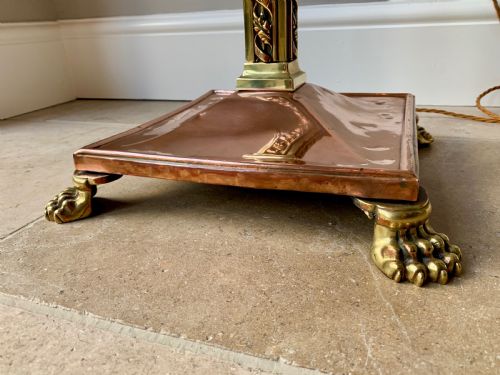 COPPER AND BRASS COUNTRY HOUSE EXTENDING FLOOR STANDARD LAMP - ADDITIONAL PHOTO 5