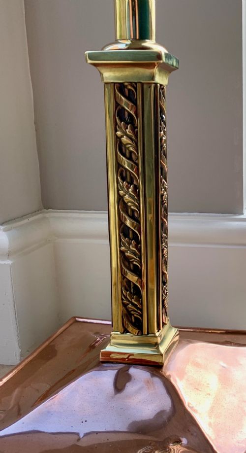 COPPER AND BRASS COUNTRY HOUSE EXTENDING FLOOR STANDARD LAMP - ADDITIONAL PHOTO 15