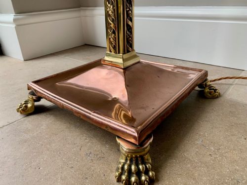 COPPER AND BRASS COUNTRY HOUSE EXTENDING FLOOR STANDARD LAMP - ADDITIONAL PHOTO 20