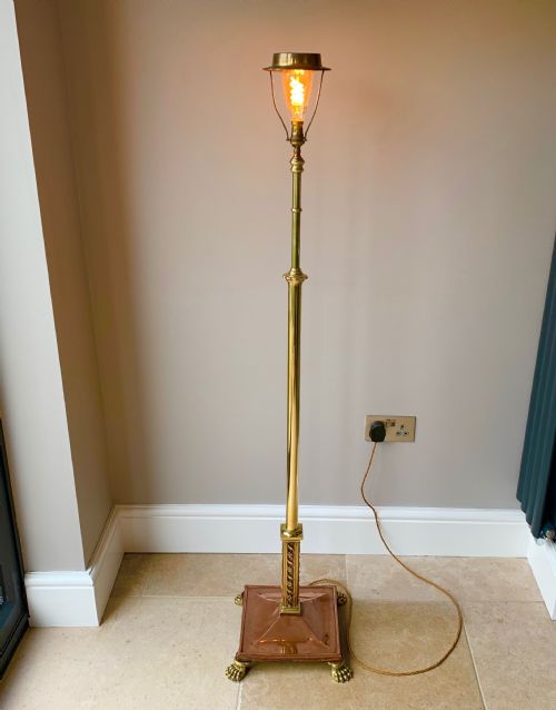 COPPER AND BRASS COUNTRY HOUSE EXTENDING FLOOR STANDARD LAMP - ADDITIONAL PHOTO 23