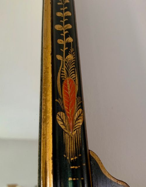 ANTIQUE BLACK LACQUER CHINOISERIE WALL MIRROR - ADDITIONAL PHOTO 8