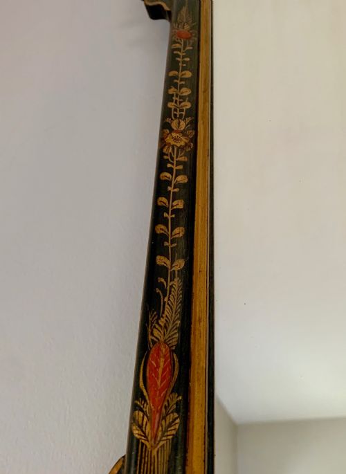 ANTIQUE BLACK LACQUER CHINOISERIE WALL MIRROR - ADDITIONAL PHOTO 9
