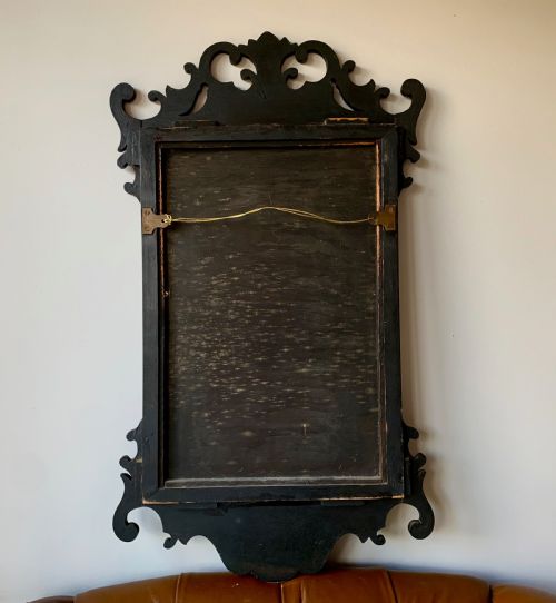 ANTIQUE BLACK LACQUER CHINOISERIE WALL MIRROR - ADDITIONAL PHOTO 12