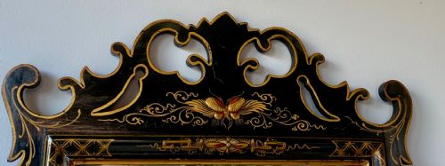 ANTIQUE BLACK LACQUER CHINOISERIE WALL MIRROR - ADDITIONAL PHOTO 16