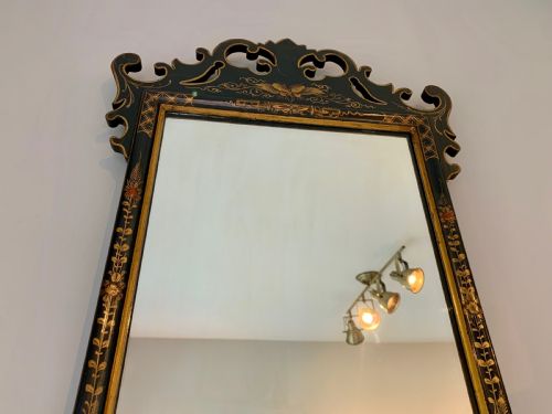 ANTIQUE BLACK LACQUER CHINOISERIE WALL MIRROR - ADDITIONAL PHOTO 18