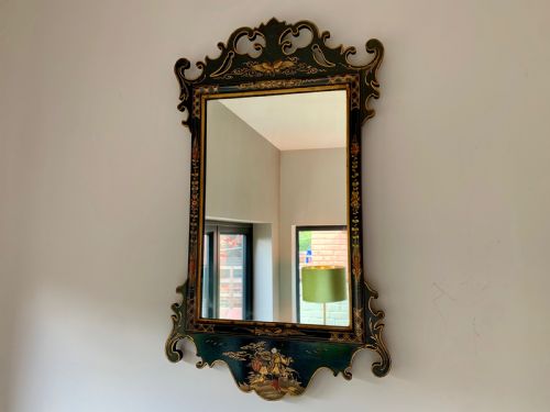 ANTIQUE BLACK LACQUER CHINOISERIE WALL MIRROR - ADDITIONAL PHOTO 19