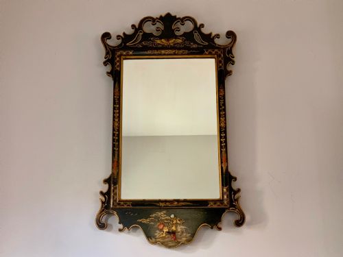 ANTIQUE BLACK LACQUER CHINOISERIE WALL MIRROR - ADDITIONAL PHOTO 22