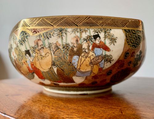 JAPANESE KYO SATSUMA HEXAGONAL BOWL MEIJI PERIOD - ADDITIONAL PHOTO 7