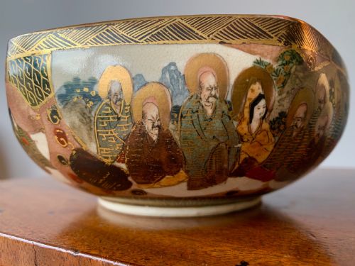 JAPANESE KYO SATSUMA HEXAGONAL BOWL MEIJI PERIOD - ADDITIONAL PHOTO 9