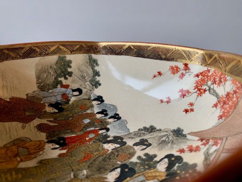 JAPANESE KYO SATSUMA HEXAGONAL BOWL MEIJI PERIOD - ADDITIONAL PHOTO 11