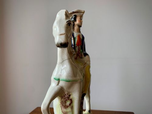 STAFFORDSHIRE POTTERY FLATBACK FIGURE OF HIGHWAYMAN TOM KING ON HORSEBACK 1870'S - ADDITIONAL PHOTO 9