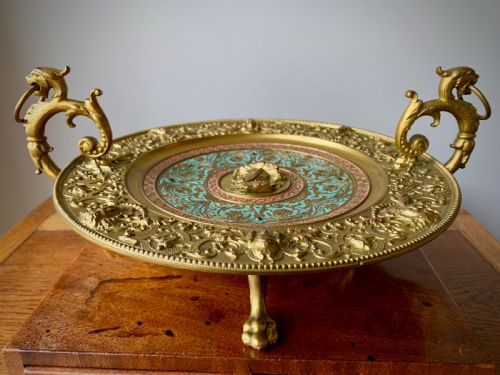 victorian gilt and enamelled tazza or compote - CATEGORY: ANTIQUE METAL - DATED VICTORIAN