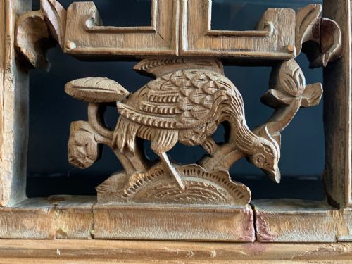 CARVED WOODEN CHINESE WINDOW PANEL SCREEN 19TH CENTURY - ADDITIONAL PHOTO 3